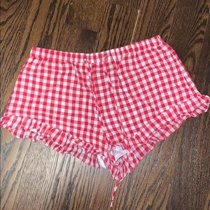 Red plaid shorts